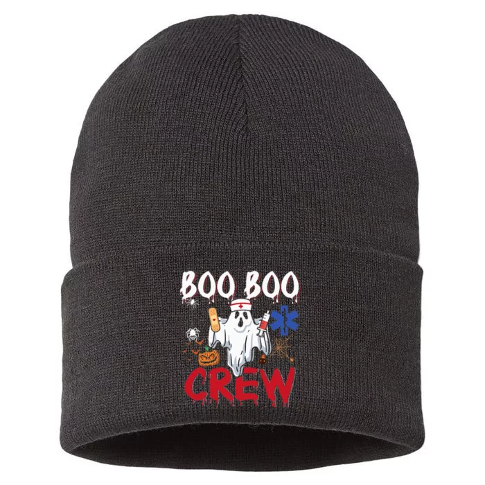 Boo Boo Crew Ghost Paramedic EMT EMS Nurse Halloween Sustainable Knit Beanie