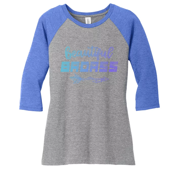 Beautiful Badass Country Gift Empowered Gift Women's Tri-Blend 3/4-Sleeve Raglan Shirt