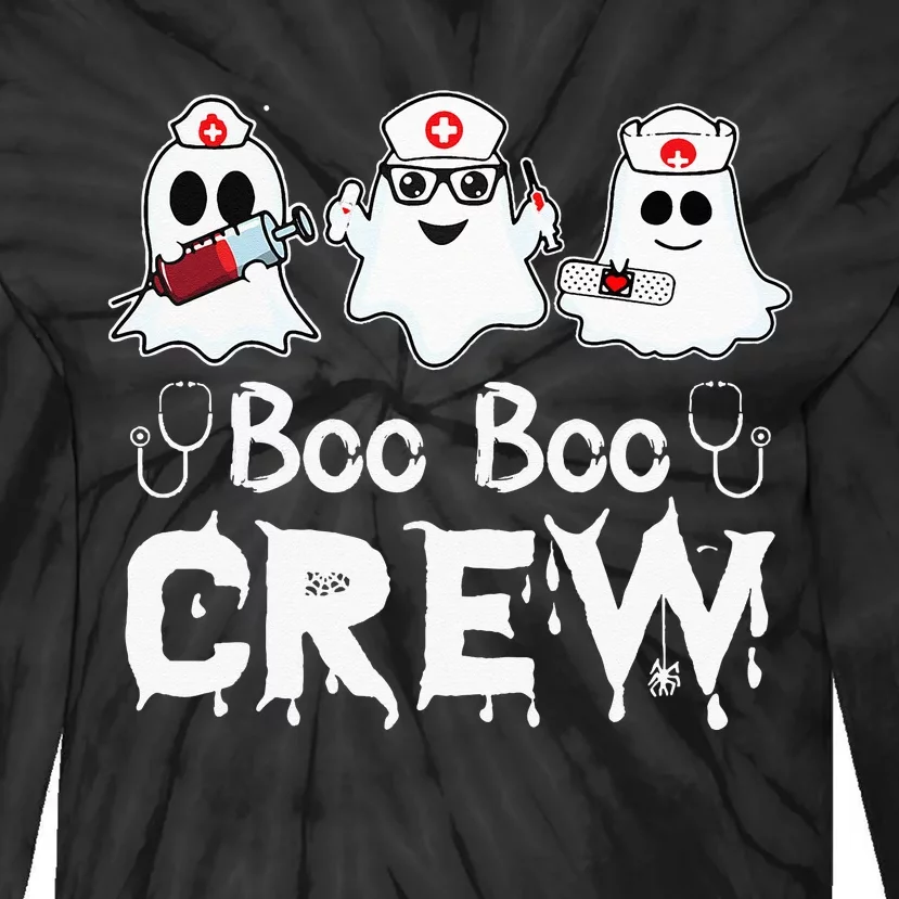 Boo Boo Crew Funny Nurse Halloween Ghost Costume Tie-Dye Long Sleeve Shirt