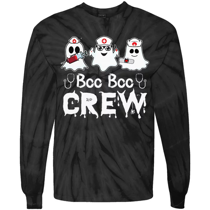 Boo Boo Crew Funny Nurse Halloween Ghost Costume Tie-Dye Long Sleeve Shirt