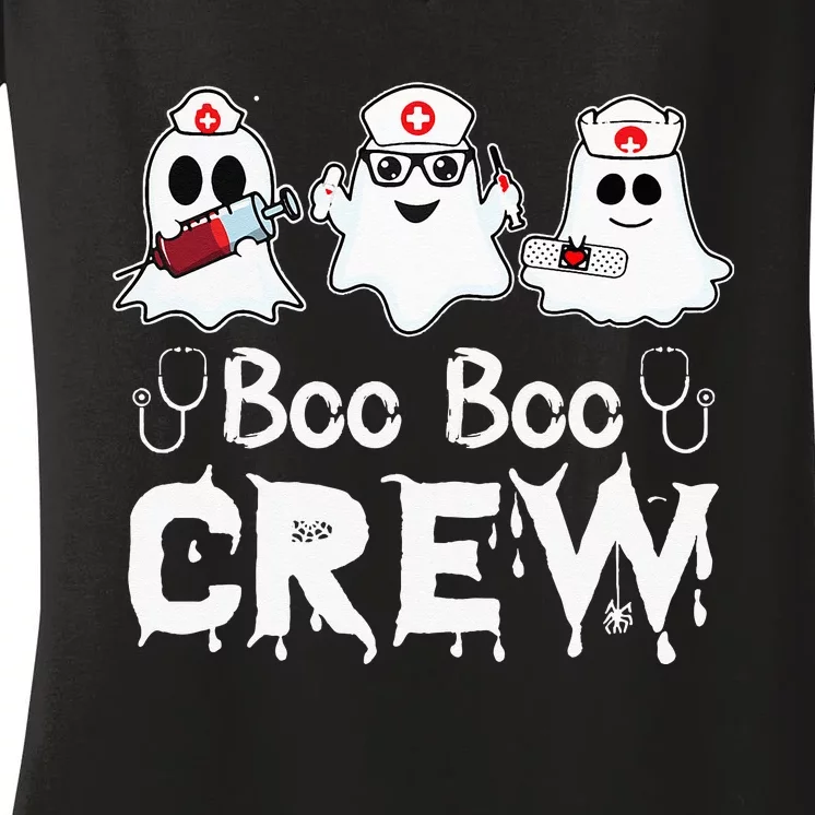 Boo Boo Crew Funny Nurse Halloween Ghost Costume Women's V-Neck T-Shirt