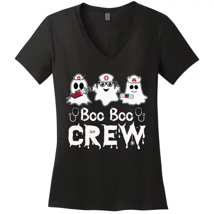 Boo Boo Crew Funny Nurse Halloween Ghost Costume Women's V-Neck T-Shirt