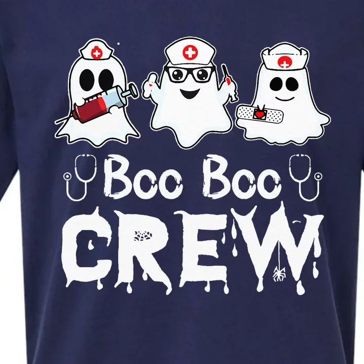 Boo Boo Crew Funny Nurse Halloween Ghost Costume Sueded Cloud Jersey T-Shirt