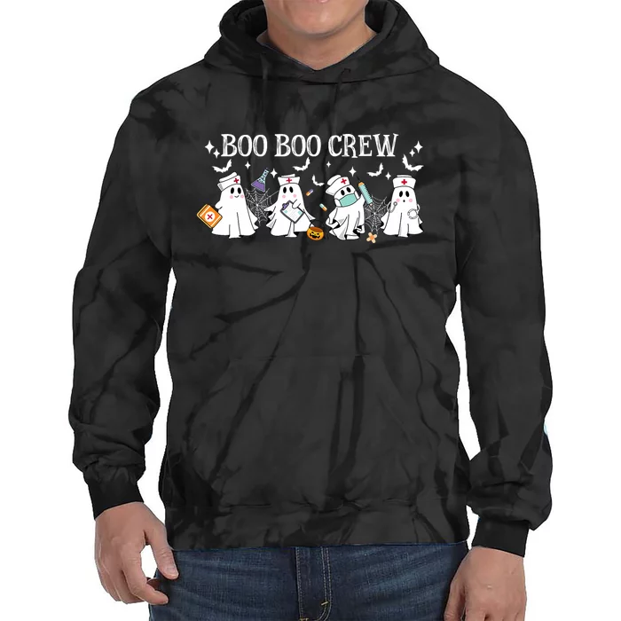 Boo Boo Crew Nurse Ghost Funny Halloween Tie Dye Hoodie