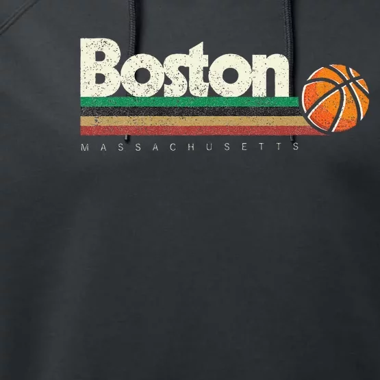 Basketball Boston City Bball Retro Stripes Performance Fleece Hoodie