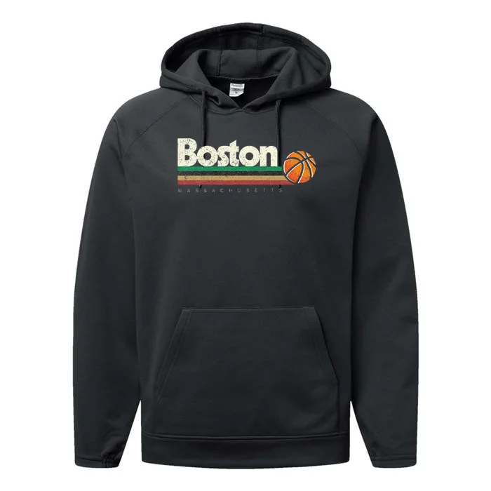 Basketball Boston City Bball Retro Stripes Performance Fleece Hoodie