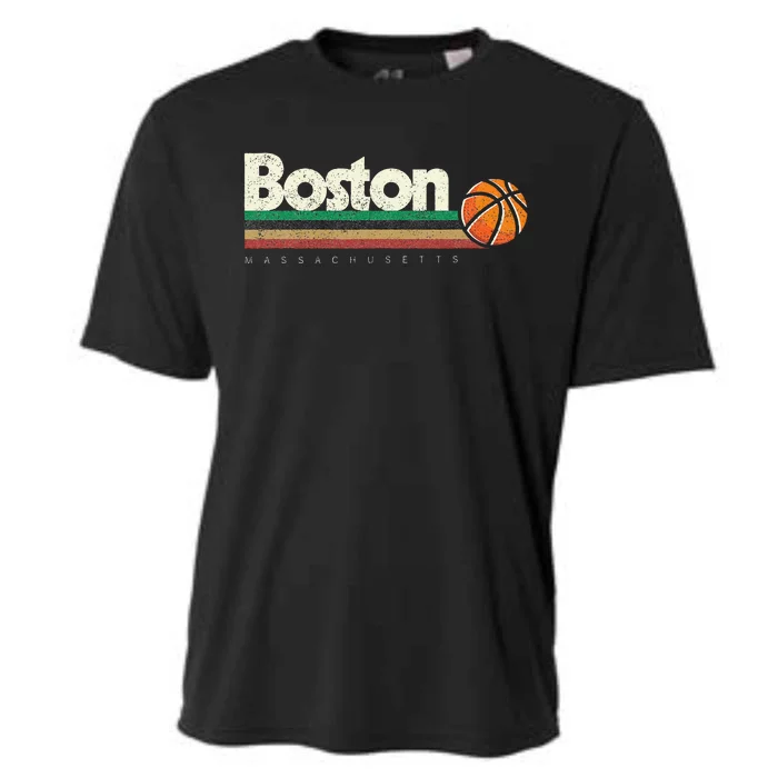 Basketball Boston City Bball Retro Stripes Cooling Performance Crew T-Shirt