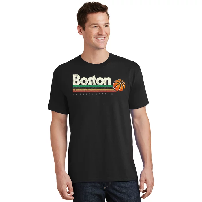 Basketball Boston City Bball Retro Stripes T-Shirt