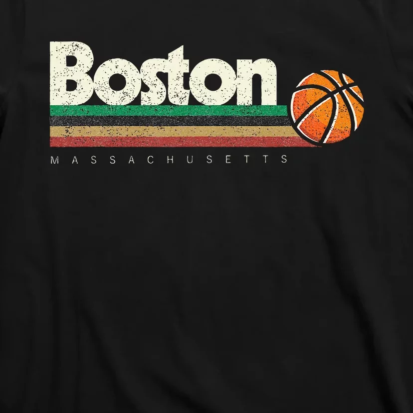 Basketball Boston City Bball Retro Stripes T-Shirt