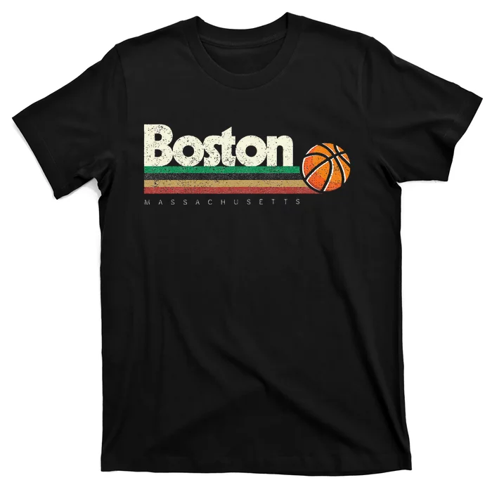 Basketball Boston City Bball Retro Stripes T-Shirt