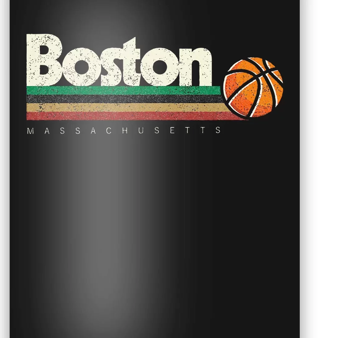 Basketball Boston City Bball Retro Stripes Poster