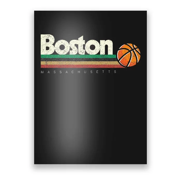 Basketball Boston City Bball Retro Stripes Poster