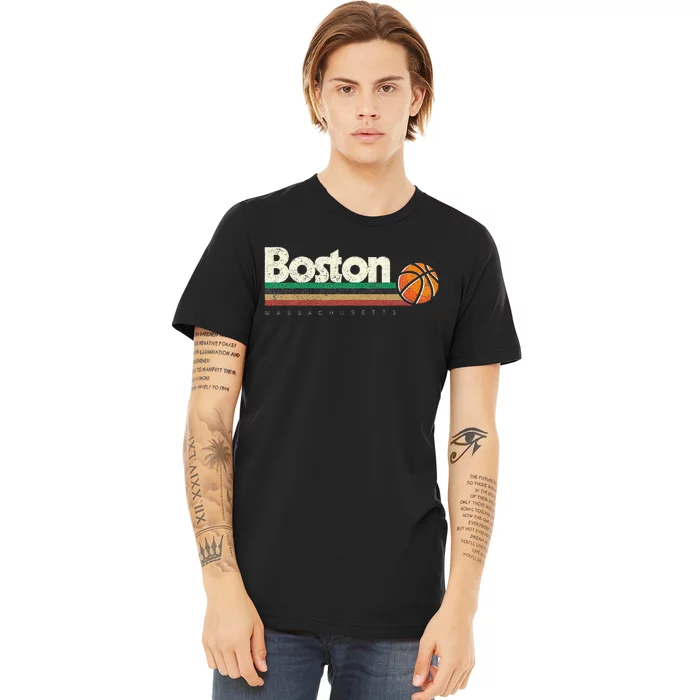 Basketball Boston City Bball Retro Stripes Premium T-Shirt