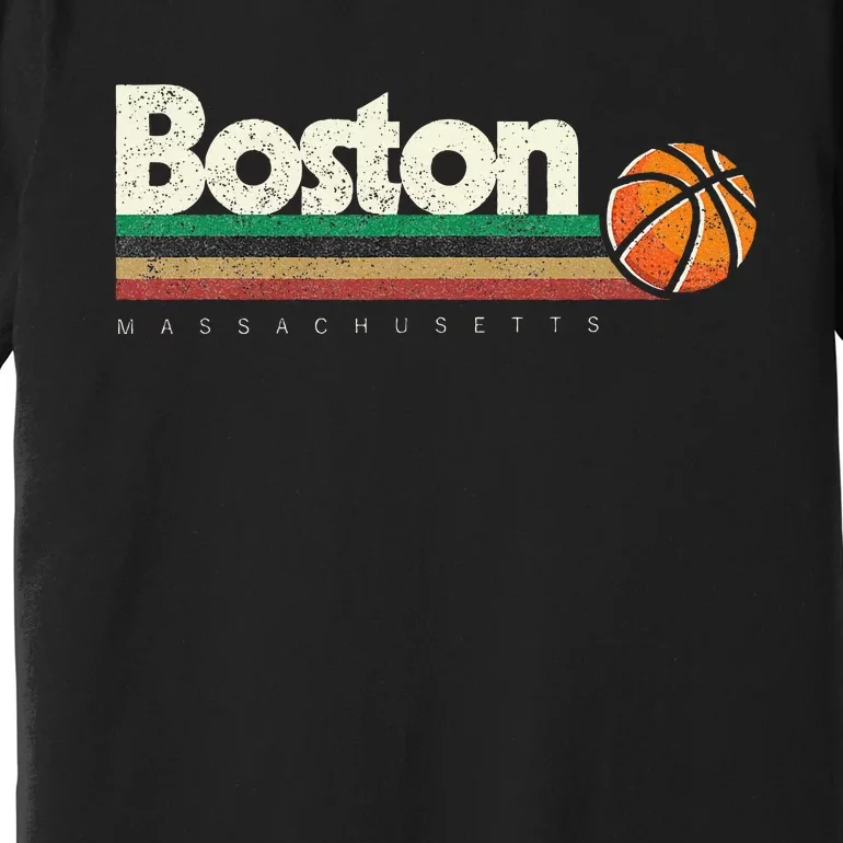 Basketball Boston City Bball Retro Stripes Premium T-Shirt