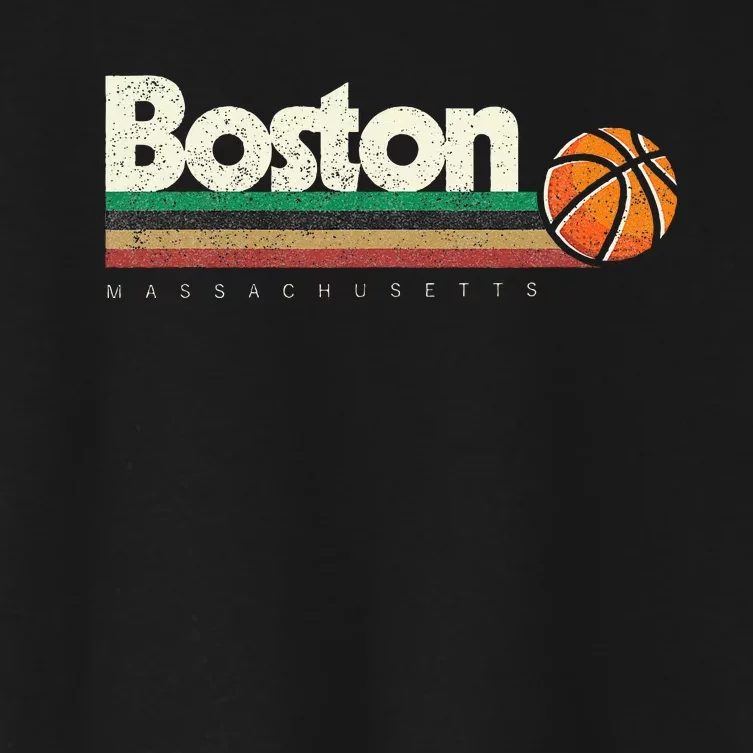 Basketball Boston City Bball Retro Stripes Women's Crop Top Tee