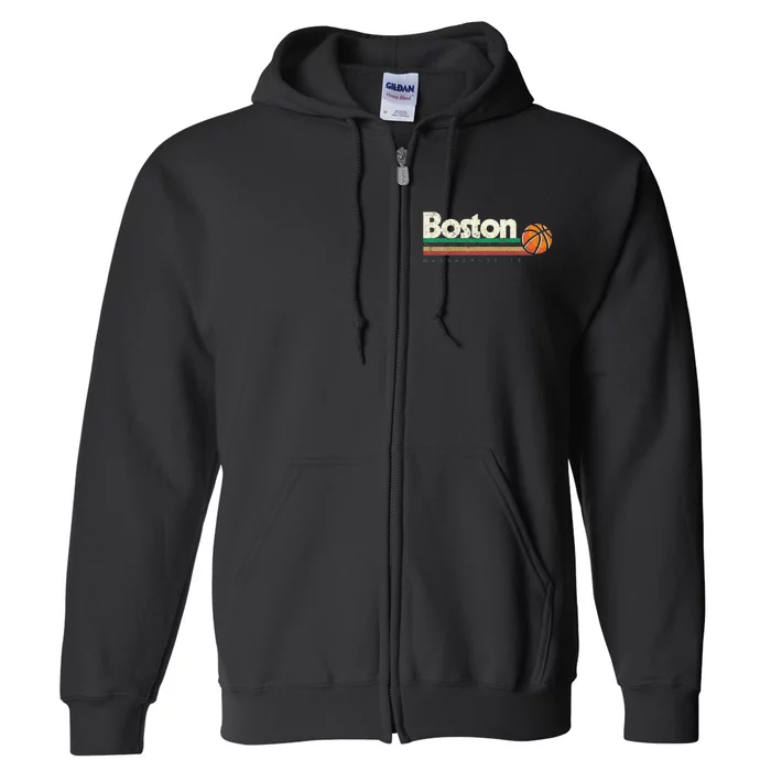 Basketball Boston City Bball Retro Stripes Full Zip Hoodie