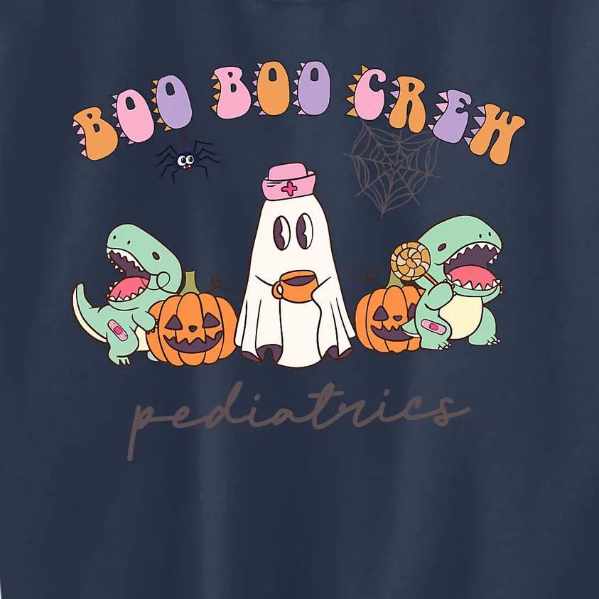 Boo Boo Crew Pediatrics Nurse Dinosaur Halloween Peds Crew Kids Sweatshirt