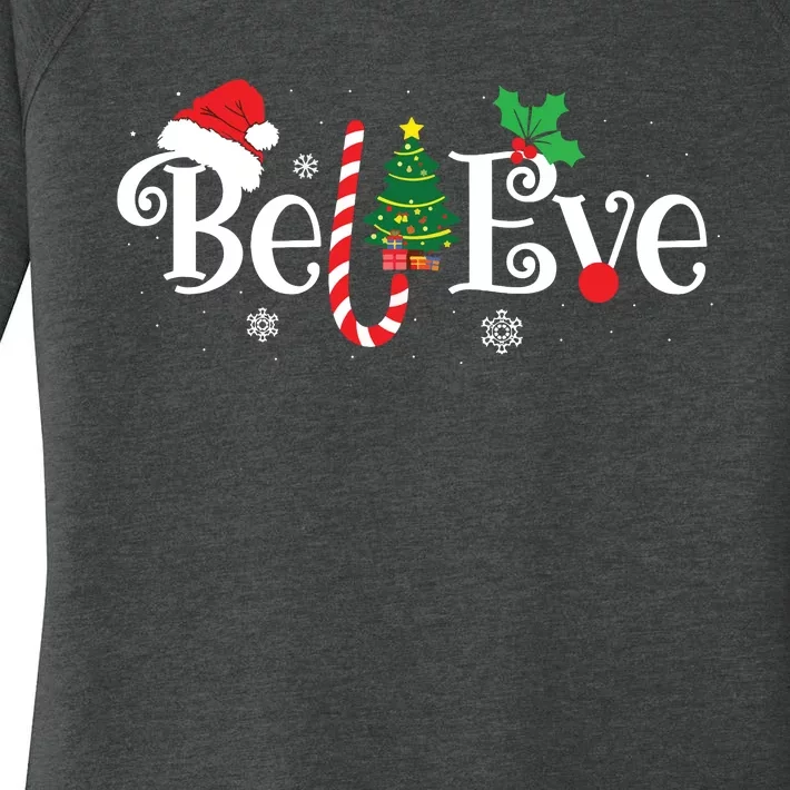 Best Believe Christmas Pajama Shirts Ever Xmas Family Funny Women's Perfect Tri Tunic Long Sleeve Shirt