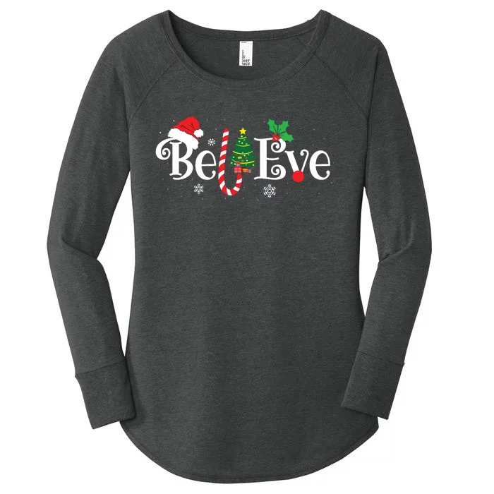 Best Believe Christmas Pajama Shirts Ever Xmas Family Funny Women's Perfect Tri Tunic Long Sleeve Shirt