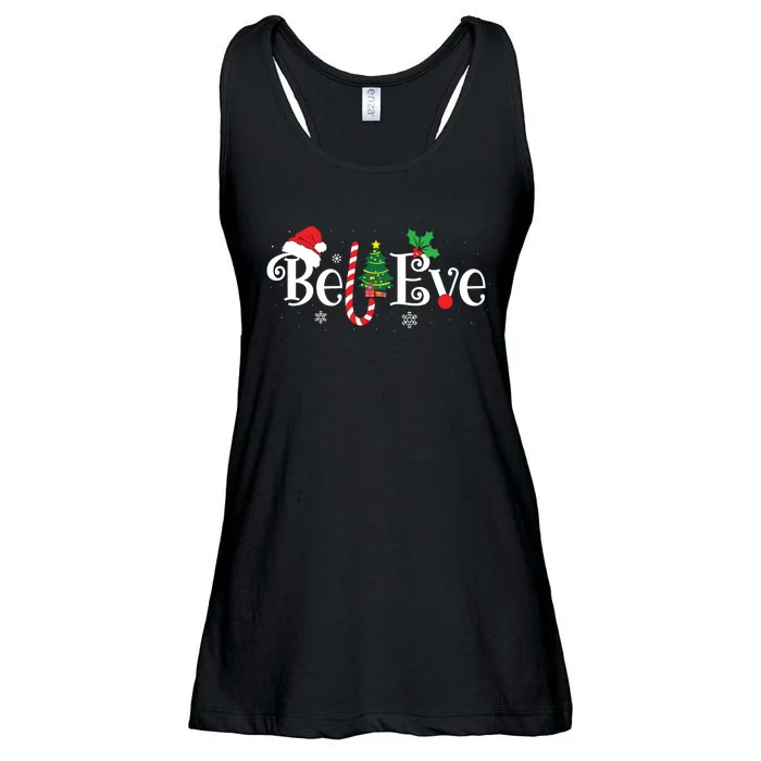 Best Believe Christmas Pajama Shirts Ever Xmas Family Funny Ladies Essential Flowy Tank