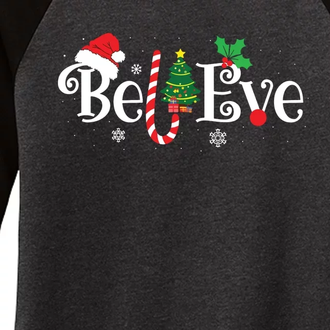 Best Believe Christmas Pajama Shirts Ever Xmas Family Funny Women's Tri-Blend 3/4-Sleeve Raglan Shirt