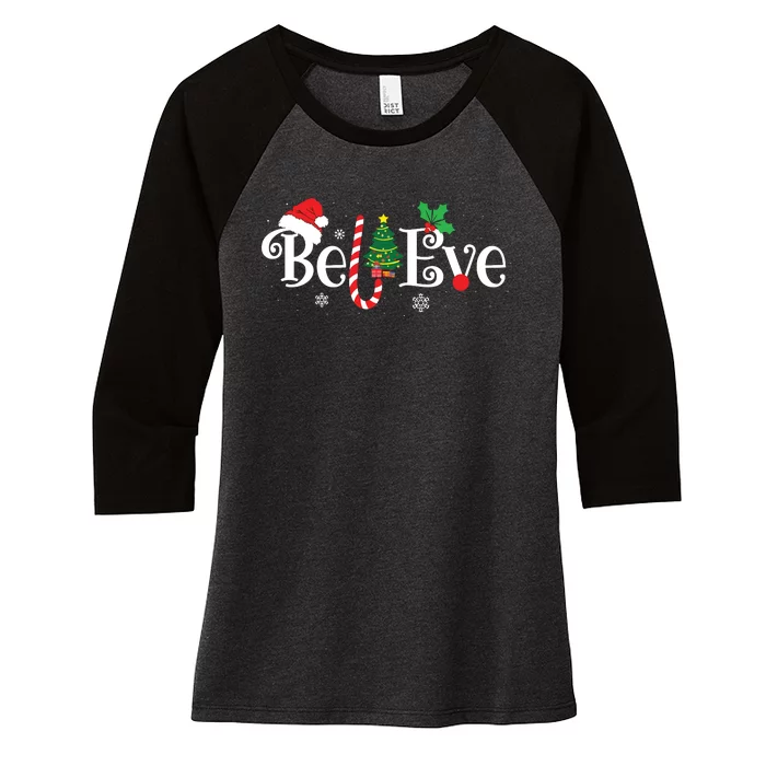 Best Believe Christmas Pajama Shirts Ever Xmas Family Funny Women's Tri-Blend 3/4-Sleeve Raglan Shirt