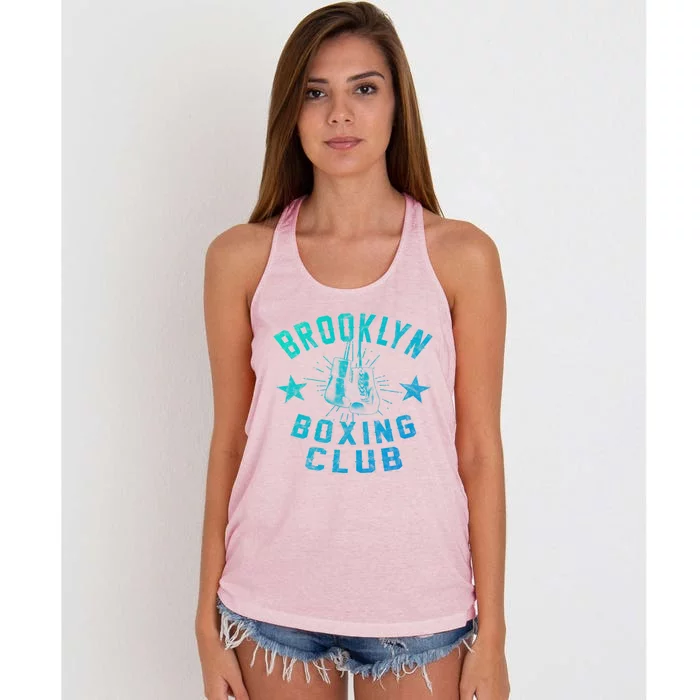 Brooklyn Boxing Club Vintage Distressed Boxing Gift Women's Knotted Racerback Tank