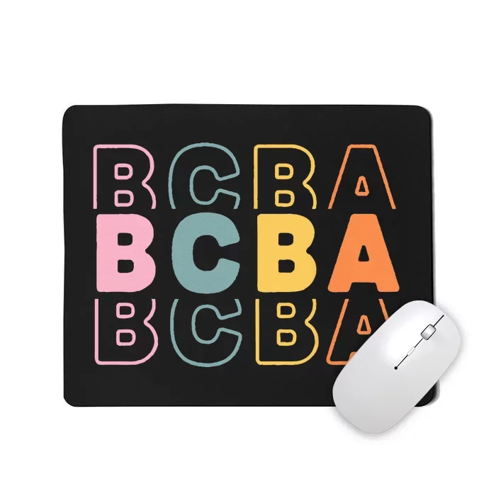 Bcba Board Certified Behavior Analyst Retro Groovy Rainbow Mousepad