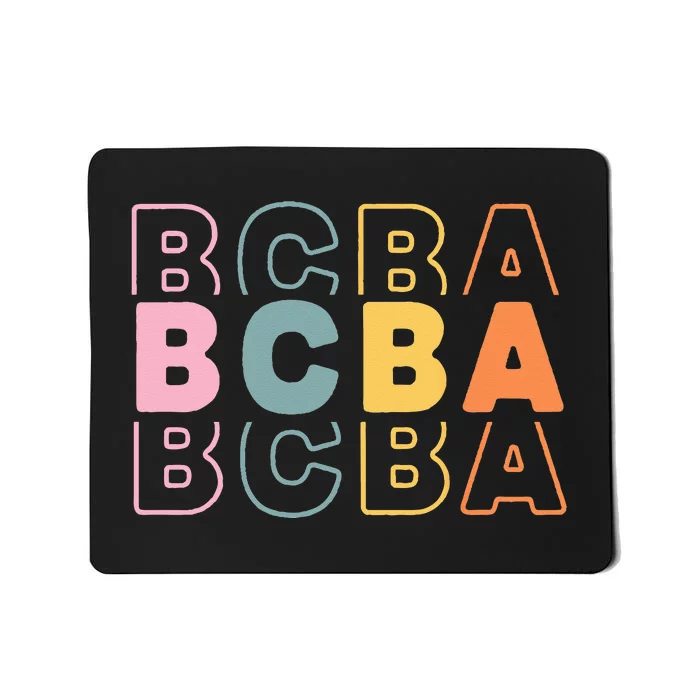 Bcba Board Certified Behavior Analyst Retro Groovy Rainbow Mousepad