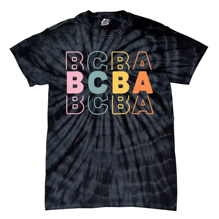 Bcba Board Certified Behavior Analyst Retro Groovy Rainbow Tie-Dye T-Shirt