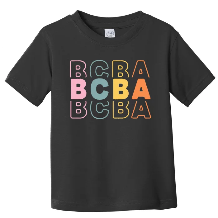 Bcba Board Certified Behavior Analyst Retro Groovy Rainbow Toddler T-Shirt