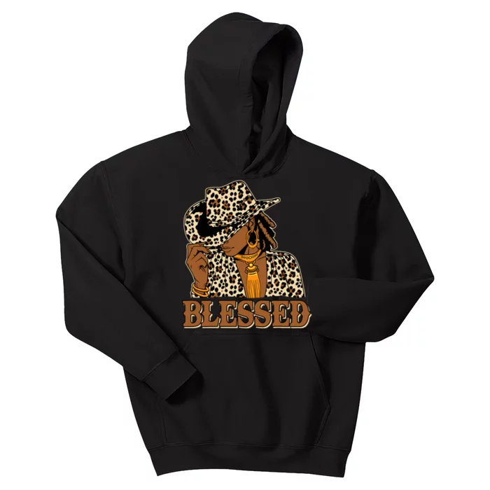 Blessed Black Cowgirl Western Swag African Christian Woman Kids Hoodie