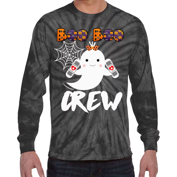 Boo Boo Crew Nurse Funny Halloween Costume Fun Gift Tie-Dye Long Sleeve Shirt