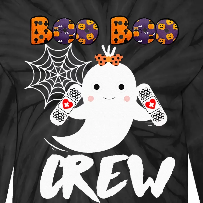 Boo Boo Crew Nurse Funny Halloween Costume Fun Gift Tie-Dye Long Sleeve Shirt