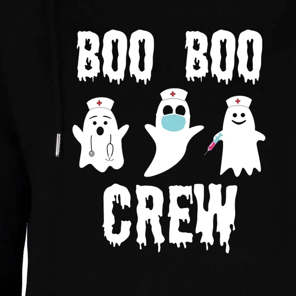 Boo Boo Crew Nurse Halloween Ghost Costume Womens Funnel Neck Pullover Hood