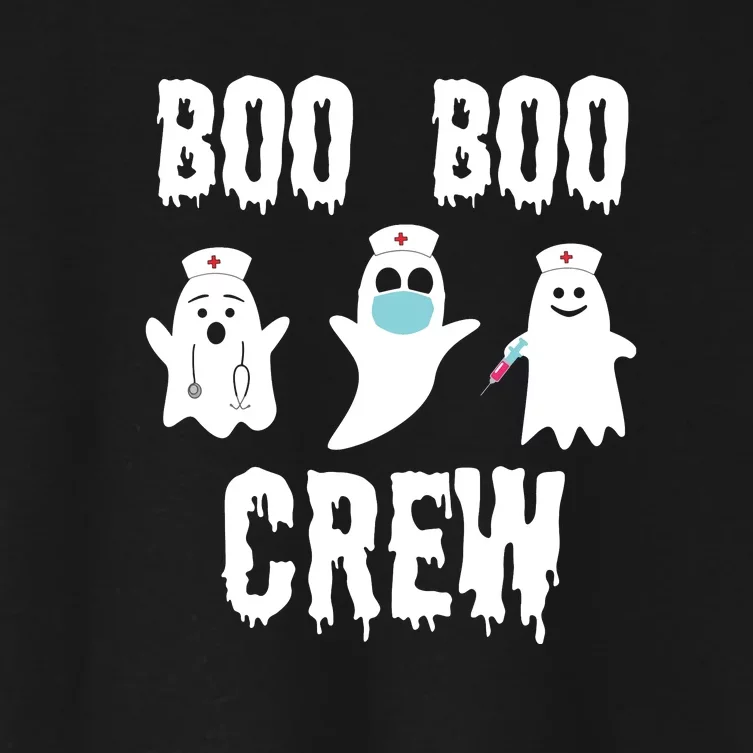 Boo Boo Crew Nurse Halloween Ghost Costume Women's Crop Top Tee