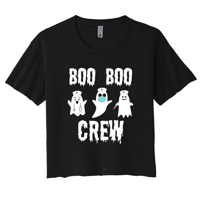 Boo Boo Crew Nurse Halloween Ghost Costume Women's Crop Top Tee