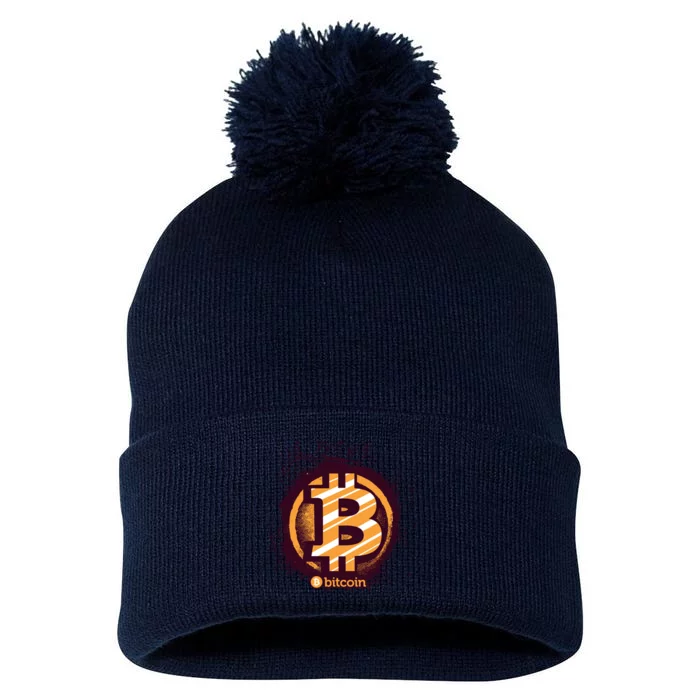 Bitcoin BTC Crypto Cryptocurrency Trader Pom Pom 12in Knit Beanie