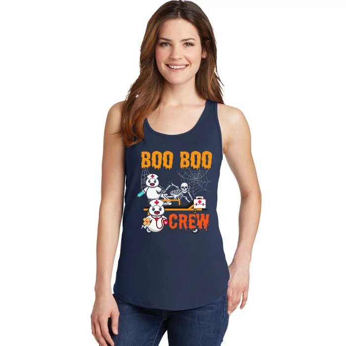 Boo Boo Crew Nurse Halloween Ghost Skeleton Nurses RN Ladies Essential Tank