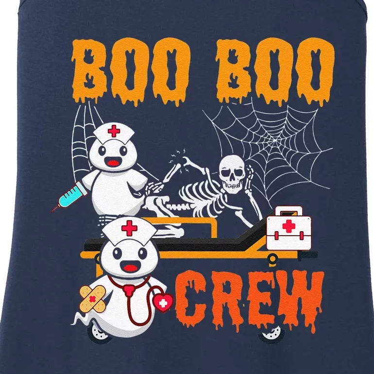 Boo Boo Crew Nurse Halloween Ghost Skeleton Nurses RN Ladies Essential Tank