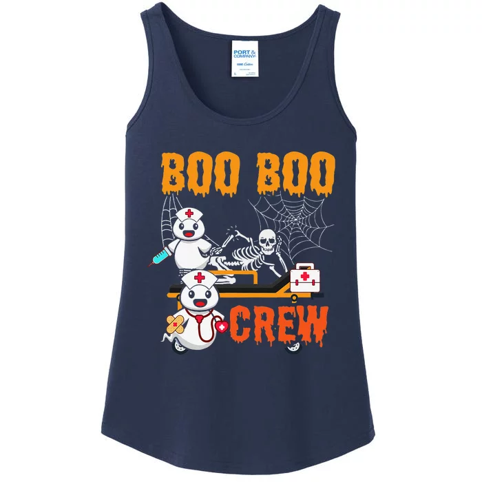 Boo Boo Crew Nurse Halloween Ghost Skeleton Nurses RN Ladies Essential Tank