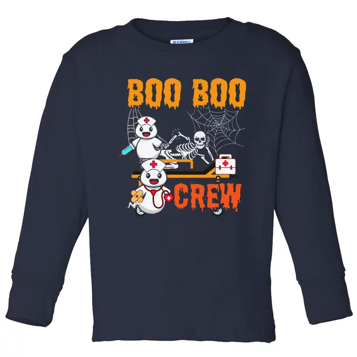 Boo Boo Crew Nurse Halloween Ghost Skeleton Nurses RN Toddler Long Sleeve Shirt