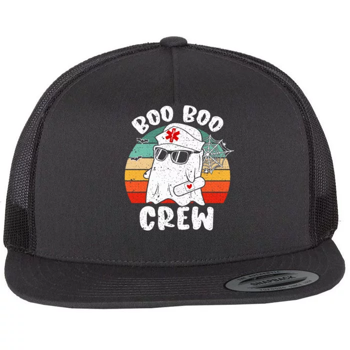 Boo boo Crew Nurse Halloween Ghost Costume Flat Bill Trucker Hat