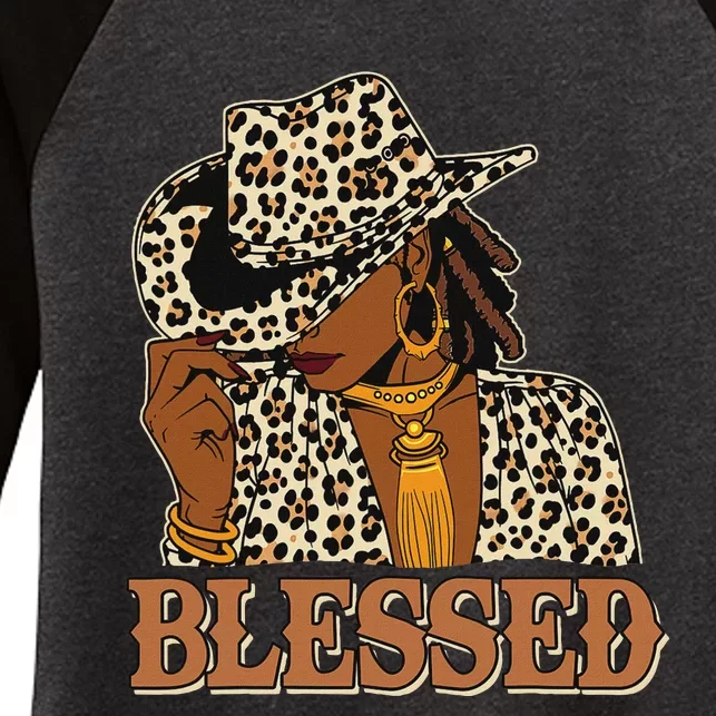 Blessed Black Cowgirl Western Swag African Christian Woman Women's Tri-Blend 3/4-Sleeve Raglan Shirt