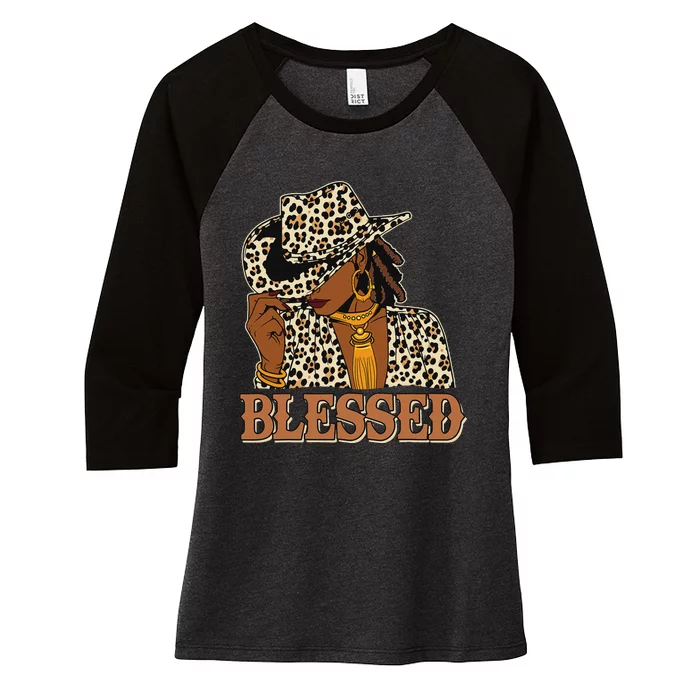 Blessed Black Cowgirl Western Swag African Christian Woman Women's Tri-Blend 3/4-Sleeve Raglan Shirt