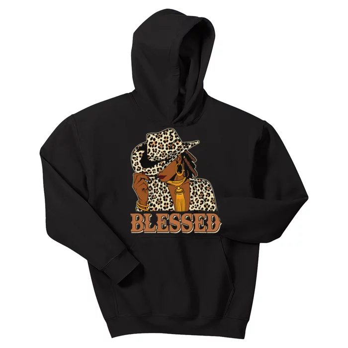 Blessed Black Cowgirl Western Swag African Christian Woman Kids Hoodie