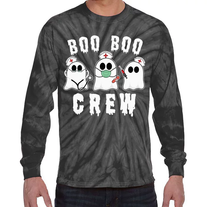 Boo Boo Crew Funny Nurse Halloween Ghost Costume Tie-Dye Long Sleeve Shirt