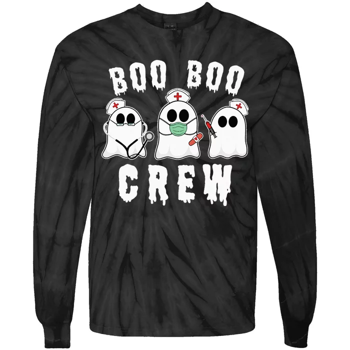 Boo Boo Crew Funny Nurse Halloween Ghost Costume Tie-Dye Long Sleeve Shirt