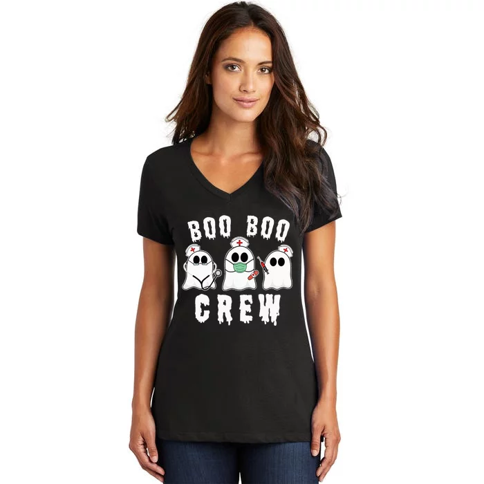 Boo Boo Crew Funny Nurse Halloween Ghost Costume Women's V-Neck T-Shirt