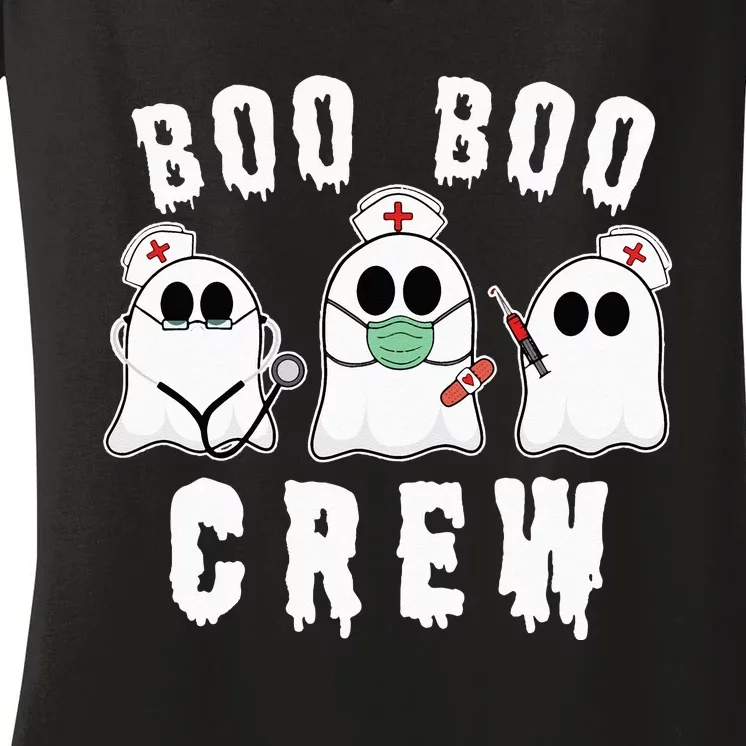 Boo Boo Crew Funny Nurse Halloween Ghost Costume Women's V-Neck T-Shirt